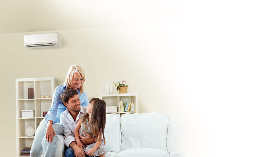 A family in a nice air conditioned home